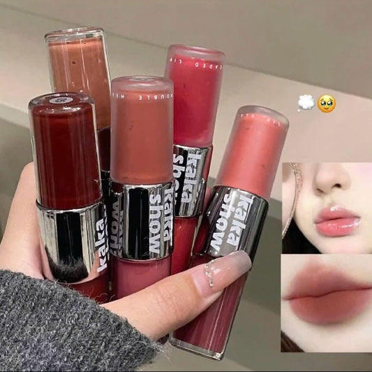 Korean Double-Headed Lip Gloss & Matte Liquid Lipstick Set