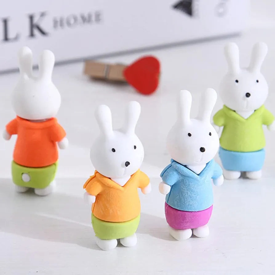 Cute Bunny Pencil Erasers (set Of 3)