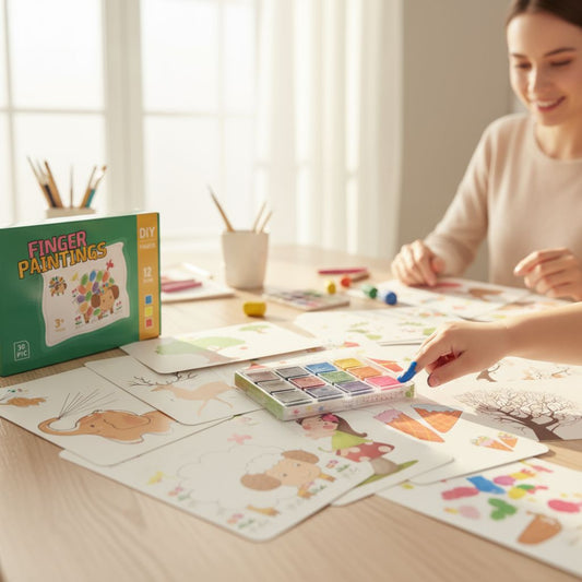 Finger Painting 12 Colour Stamp With 30 Picture Sheets