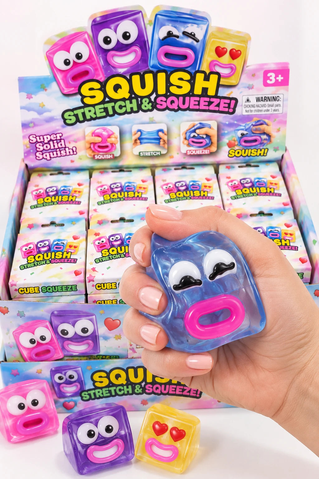 Mood Faces Squishy Cube – Stretch & Squeeze Fidget Toy