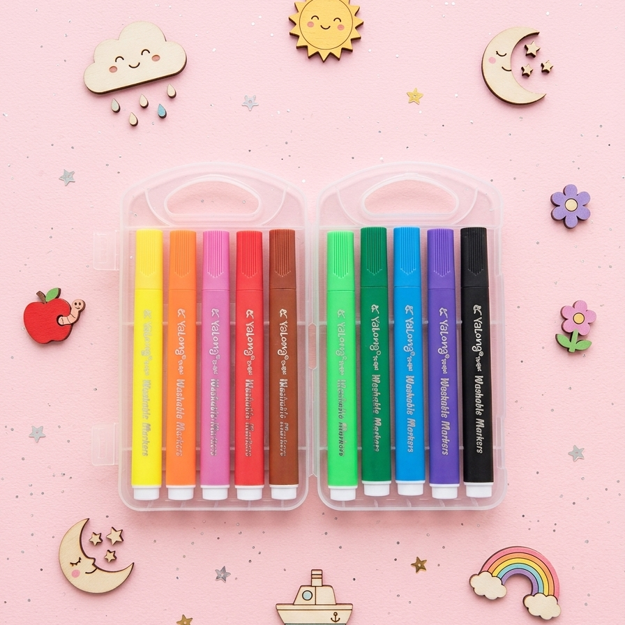Yalong Kuromi Super Washable Markers (12 Color Set)