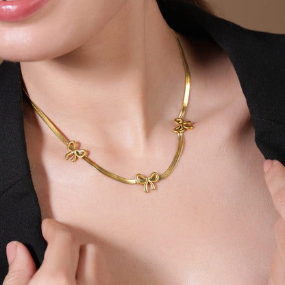 Triple Bow Stainless Steel Necklace