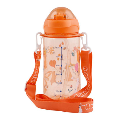 Kids Cartoon 600ml Sipper Water Bottle with Adjustable Strap & Cap Lock