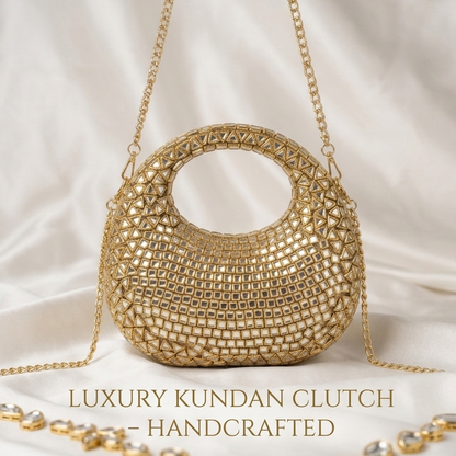 Half Moon Kundan Clutch Bag