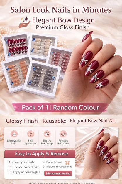 Acrylic Bow Coquette Nails