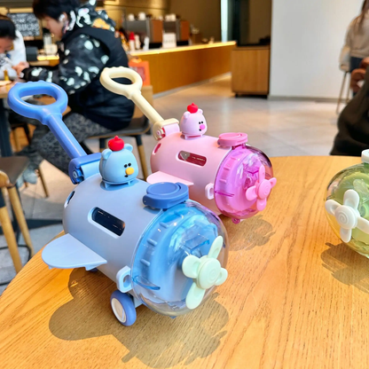 Cute Airplane Water Bottle with Pull-Rod & Wheels for Kids