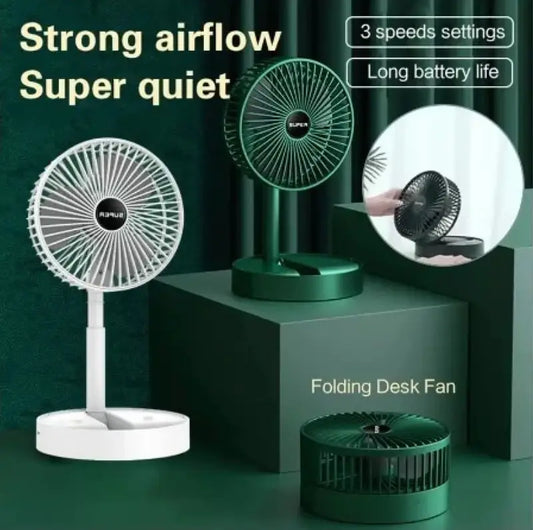 Foldable & Extendable Rechargeable Desktop Fan – Portable 3-Speed Cooling Fan