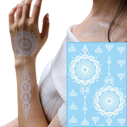 White Mehndi Sticker Tattoo | Both Hands