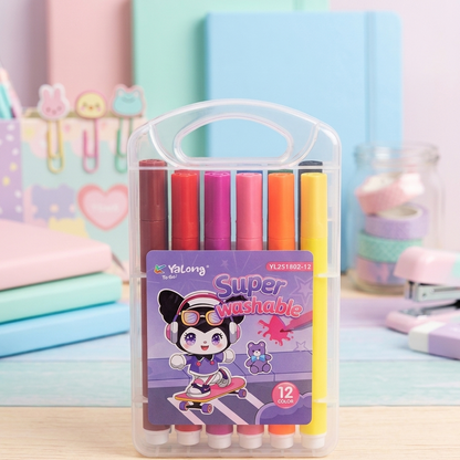 Yalong Kuromi Super Washable Markers (12 Color Set)