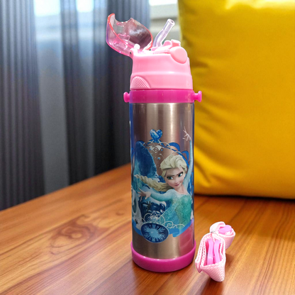 Frozen Elsa Stainless Steel Straw Water Bottle