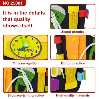 Kid Montessori Busy Board Bag with Buckles