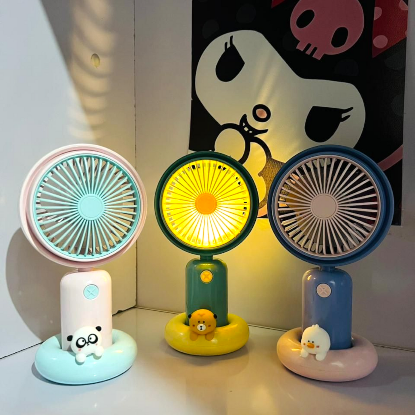 Cute LED Handheld & Table Fan with Night Light