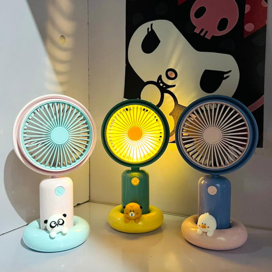 Cute LED Handheld & Table Fan with Night Light