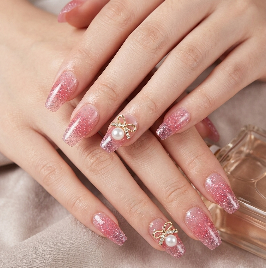 Premium Glitter Ombre Press-On Nails – Short Length