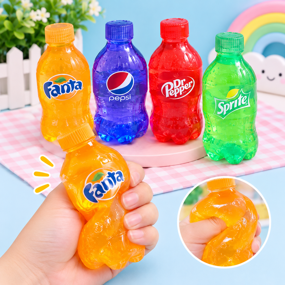Soda Bottle Squishy Toy – Colorful Drinks Bottle Fidget Toy