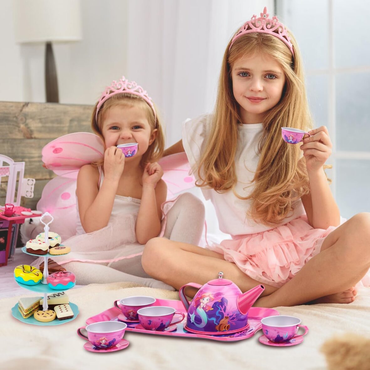 Mermaid Kids Metal Toy Tea Set