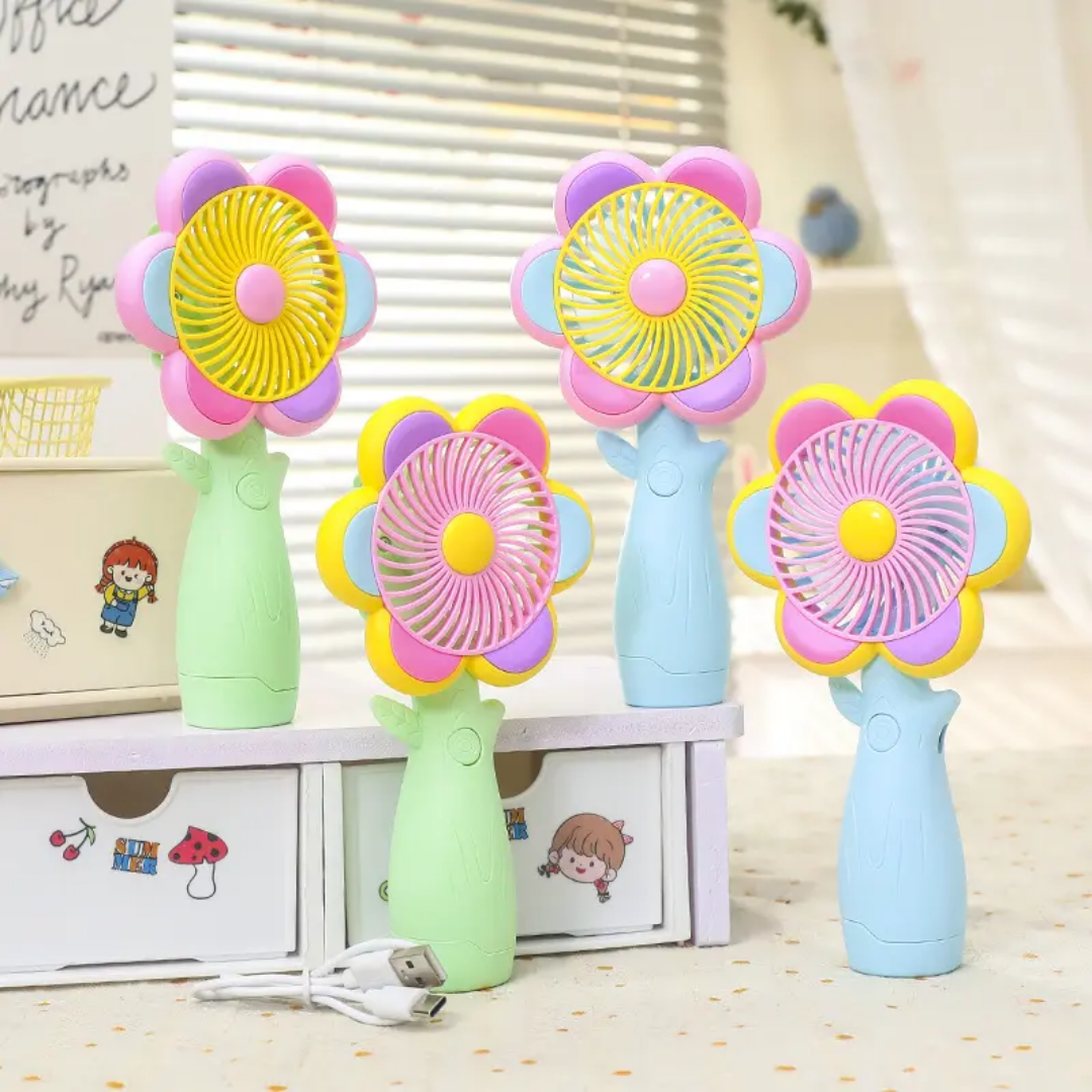 Chargable 3 Speed Flower Hand Fan