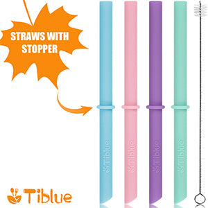 Tiblue Stainless Steel Tumbler Sipper Cup With Straw & Cleaner 8oz – Blue & Green (Pack Of 2)