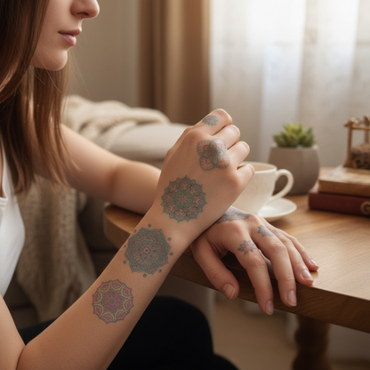 Colourful Mehndi Tattoo Sticker Patch (Full Sheet)
