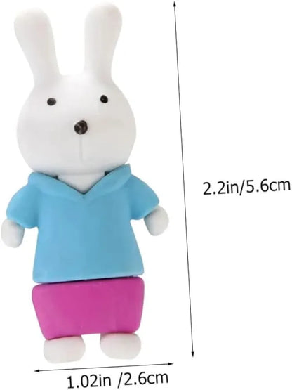 Cute Bunny Pencil Erasers (set Of 3)