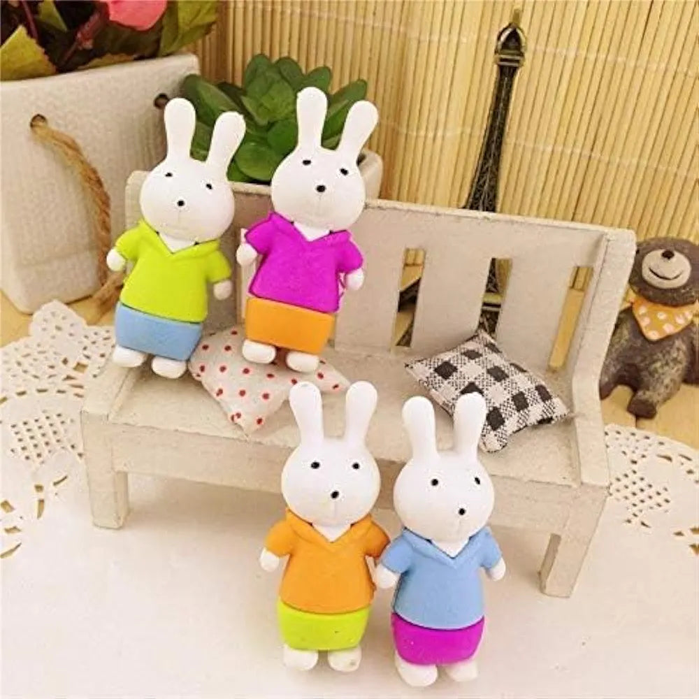 Cute Bunny Pencil Erasers (set Of 3)
