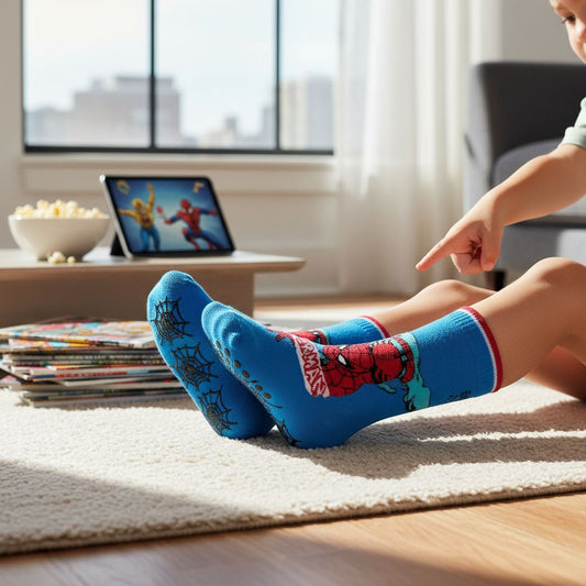 Marvel Spiderman Anti Slip Towel Socks For Boys