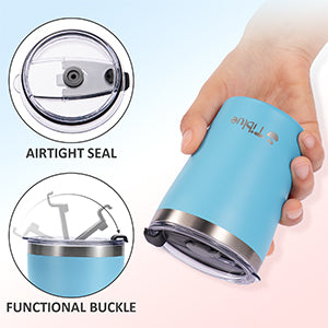 Tiblue Stainless Steel Tumbler Sipper Cup With Straw & Cleaner 8oz – Blue & Green (Pack Of 2)