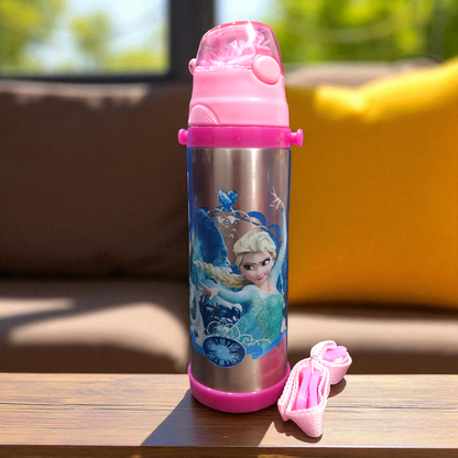 Frozen Elsa Stainless Steel Straw Water Bottle 