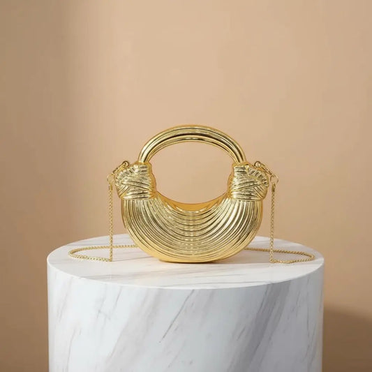 Golden Eclipse Crescent Handbag