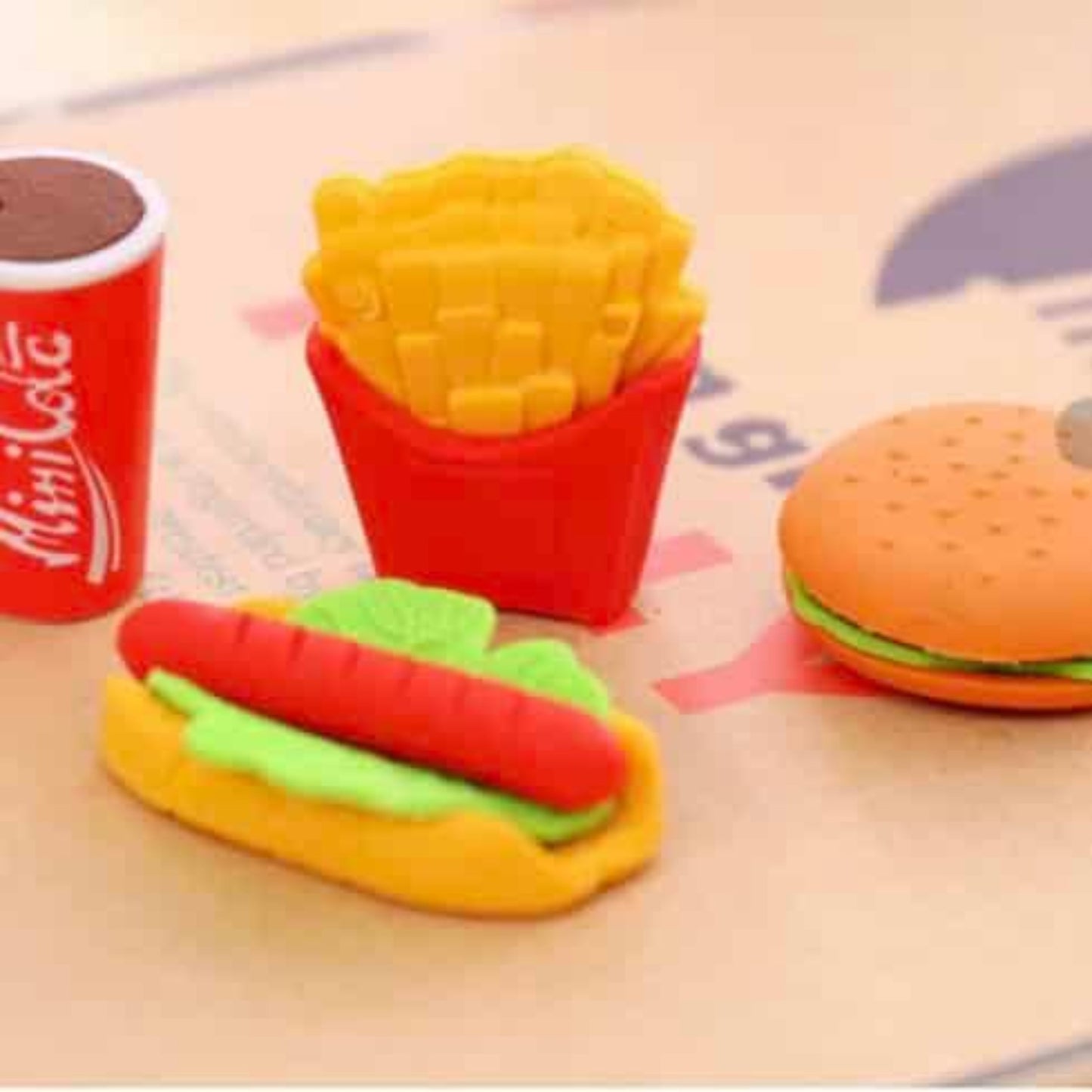 Food Pencil Erasers (Set Of 4)
