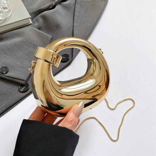 Golden Spiral Party Clutch Bag – Trendy Mini Handbag for Girls & Women