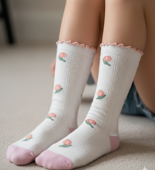 Tulip Twirl Ruffle Socks
