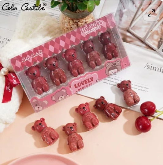 Color Castle Pack Of 5 Cute Bear Lip Glosses