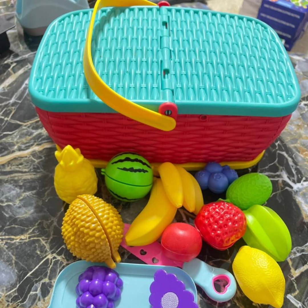 Kids Fruit Cutting Basket Toy – Pretend Play Set