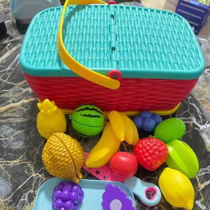 Kids Fruit Cutting Basket Toy – Pretend Play Set