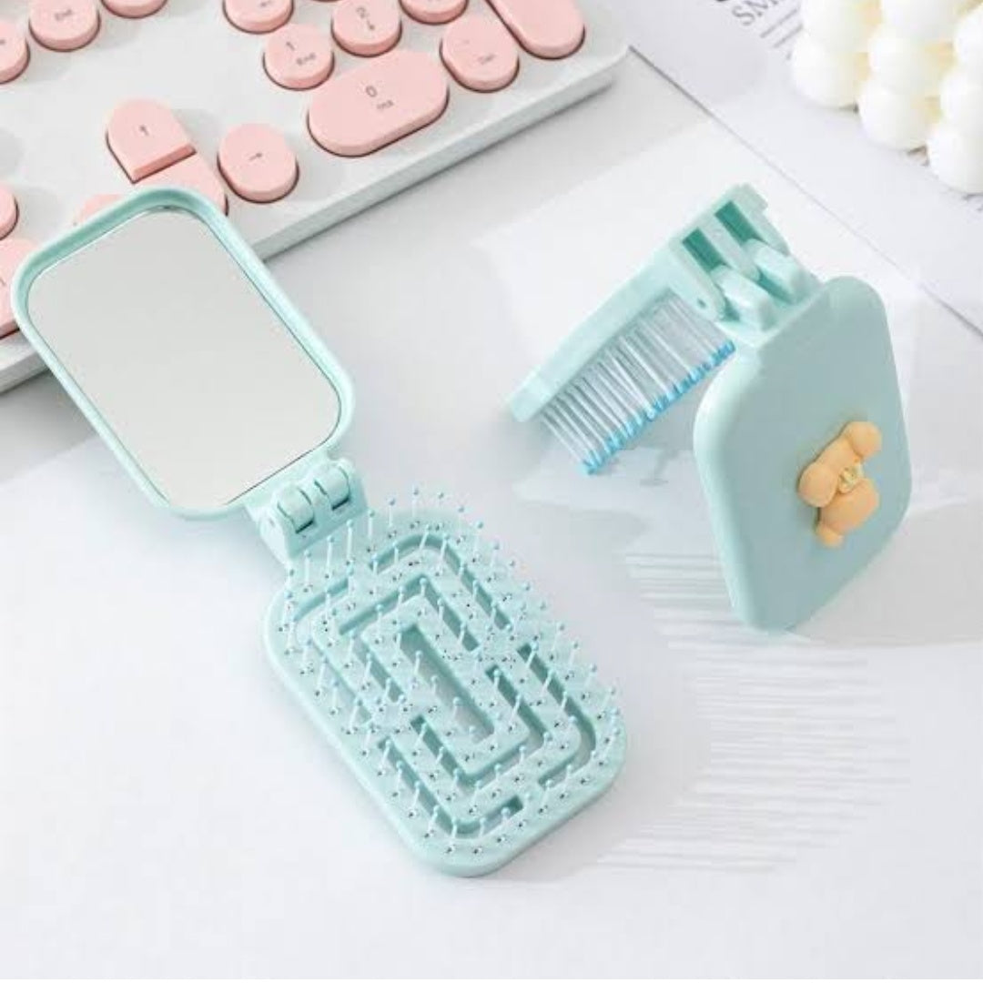 Foldable Hair Brush With Mirror