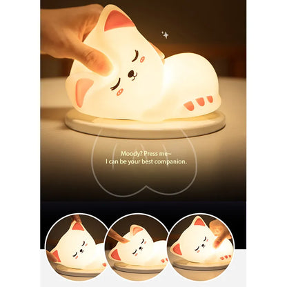 Chargeable Silicone Cat Color Changing Touch Lamp