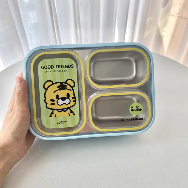 Good Friends Stainless Steel Kids Lunch Box with 3 Compartments