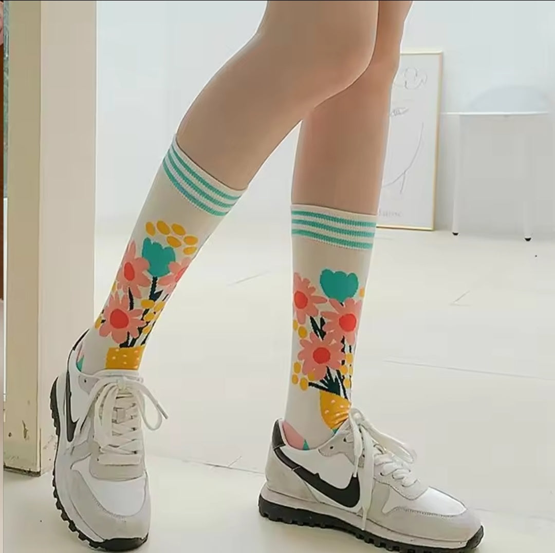 Long Floral Socks