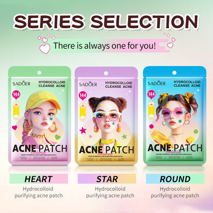 Colored Hydrocolloid Acne Patch – Heart, Star & Round Series