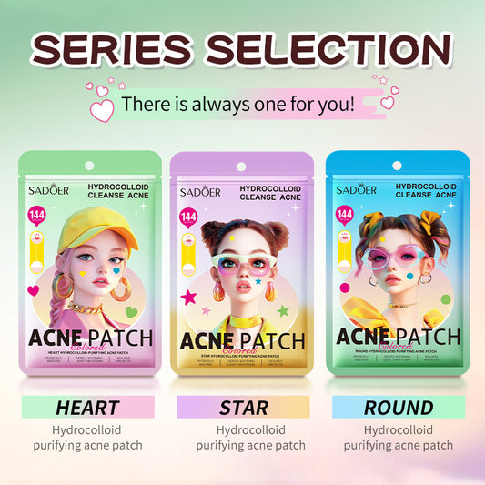 Colored Hydrocolloid Acne Patch – Heart, Star & Round Series