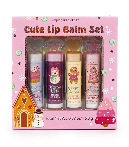 Simple Pleasures Cute 4 Pc lip Balm Set
