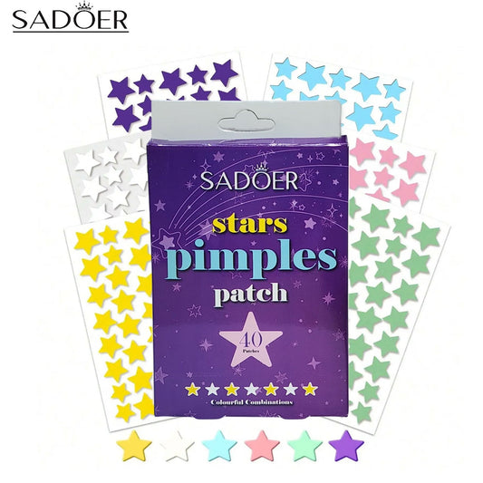 Sadoer Stars Pimple Patch – Colorful Hydrocolloid Acne Stickers for Quick Healing (40 Patches)