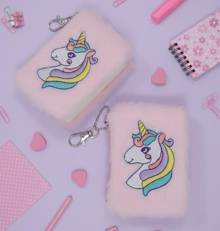 Mini Fur Diary with Keychain – Unicorn & Kuromi Edition
