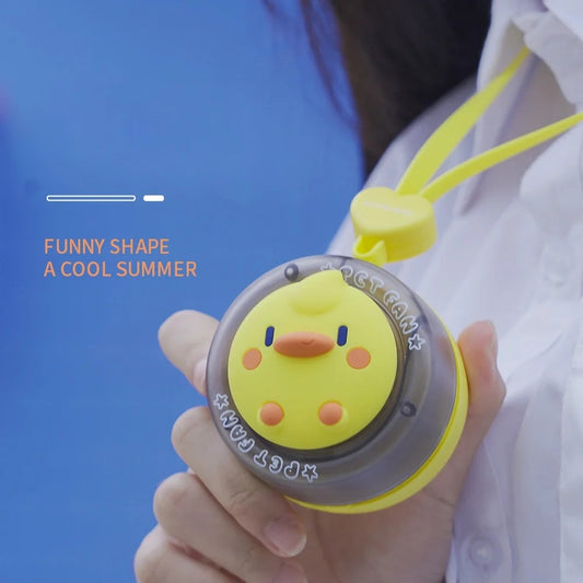 Ultra-Portable Cute Duck Hanging Neck Fan – USB Rechargeable