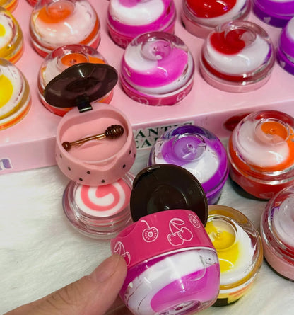 Mini Honey Pot Lip Balm – Cute Fruity Lip Care with Honey Dipper