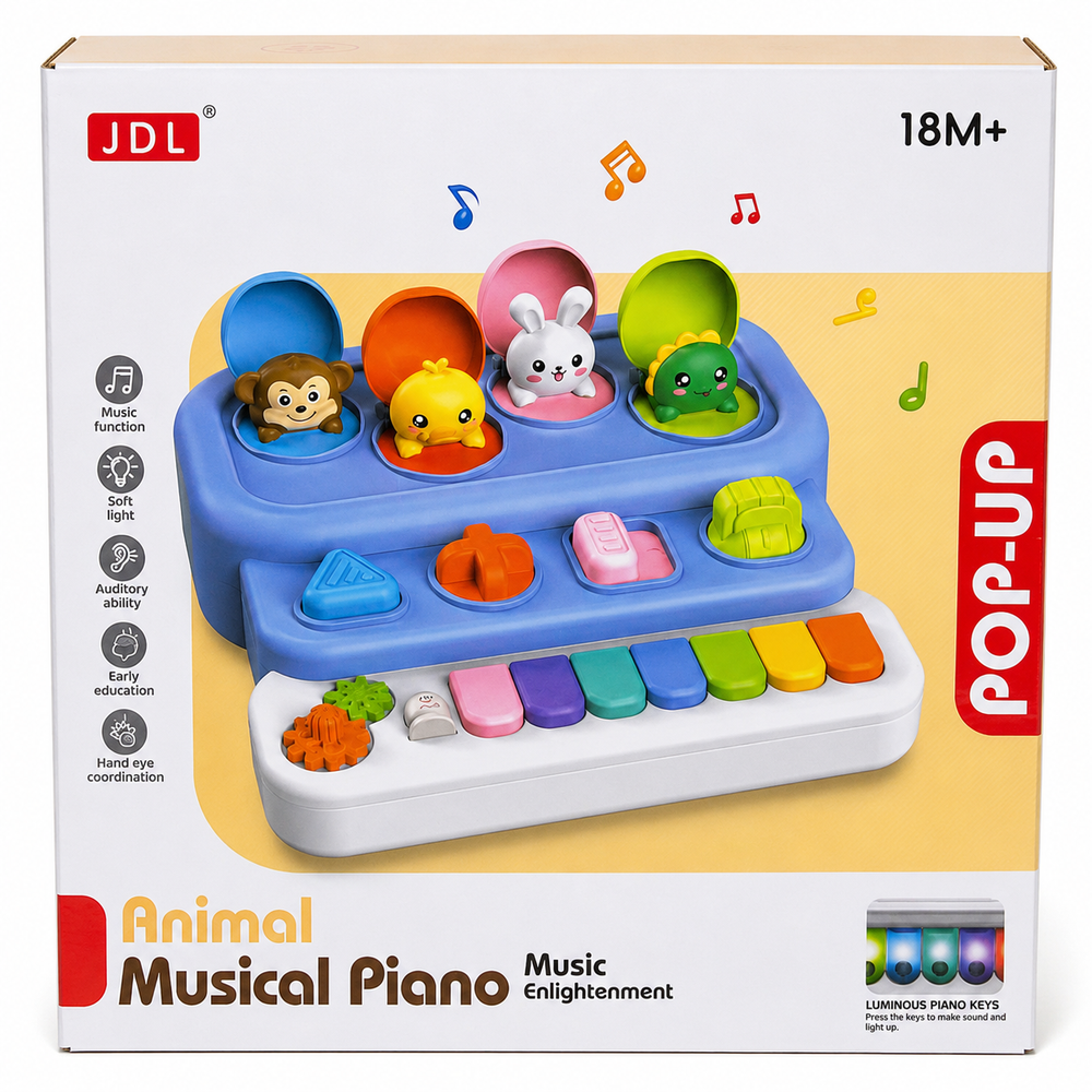 Animal Musical Pop-Up Piano with Lights, Sounds & Interactive Keys