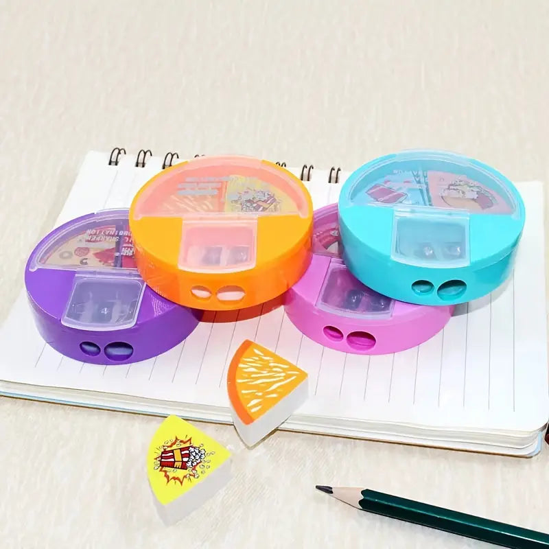 Premium 3-in-1 Cute Pencil Sharpener & Fancy Eraser Set for Kids