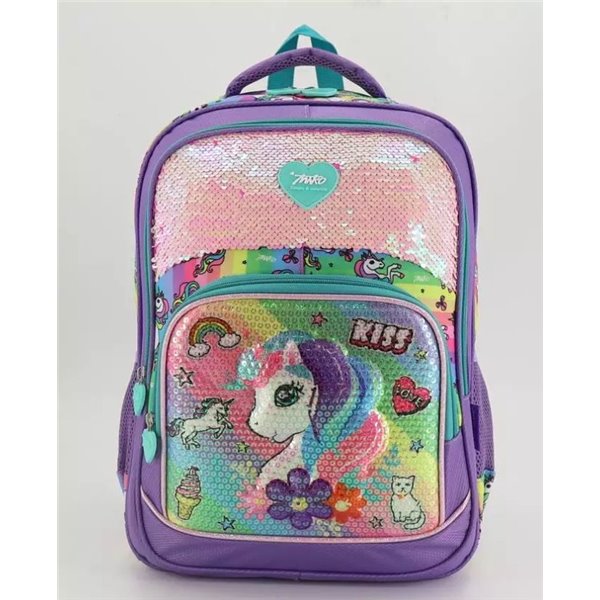 Unicorn Neon Sequin  School Bag