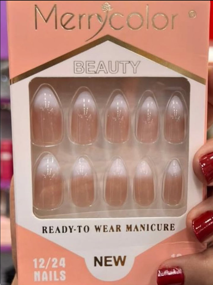 Ombre Hyper Realistic French Nails With Glue Sticker